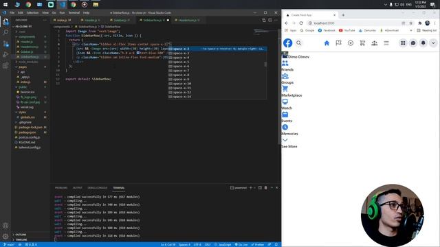 Next.js (React.js) Tailwind CSS Firebase, Facebook clone part 2 (Sidebar, Contacts) #2 смотреть онлайн
