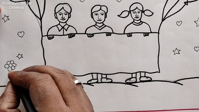 Children's Day Drawing Easy / Happy Children's Day Poster Drawing Easy Steps / Bal Diwas Drawing смотреть онлайн