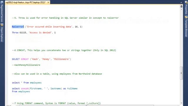 MS SQL Server 2012 Tutorial for Beginners - New Features in Transact SQL (TSQL) Part 2/2 смотреть онлайн