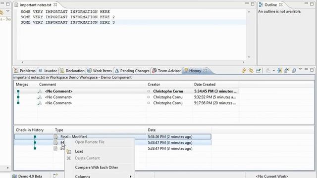 CLM 2012 Beta (RTC) - Deleting file contents from source control смотреть онлайн