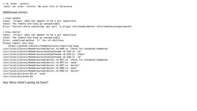 Apple: cd 'brew --prefix': no such file or directory смотреть онлайн