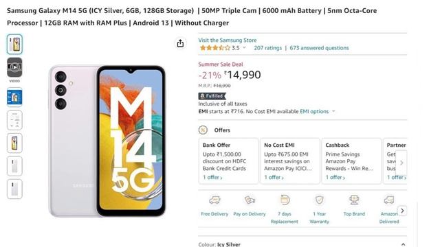 Samsung Galaxy M14 5G Rs 14,999 смотреть онлайн