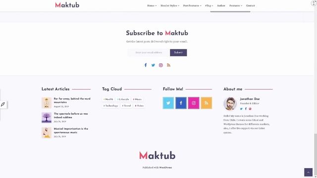 Maktub Minimal Blog Website ★ WordPress Themes & Templates ★ смотреть онлайн