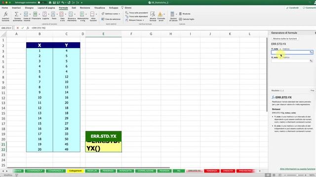 Come usare la funzione ERR.STD.YX [Excel #198] смотреть онлайн