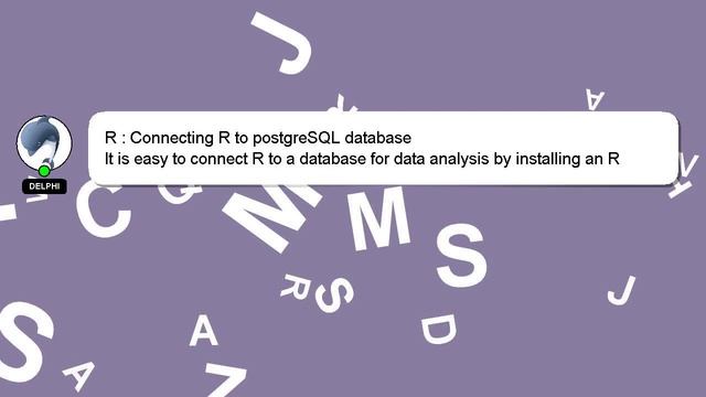 R : Connecting R to postgreSQL database смотреть онлайн