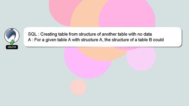 SQL : Creating table from structure of another table with no data смотреть онлайн