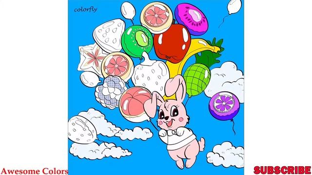 Fruit & Balloon Makes kids Happy | Coloring Videos For Kids | Awesome Colors смотреть онлайн
