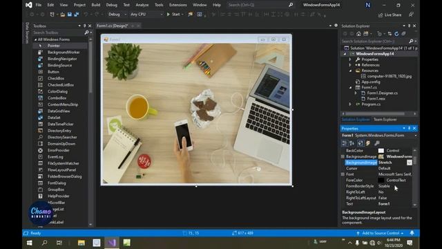 How To Add Background Image In Visual Studio Windows Form Application 2019