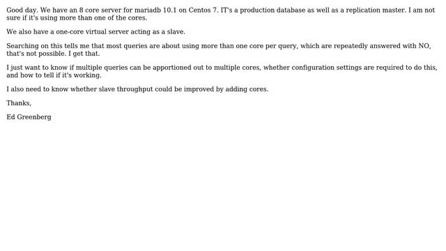 Databases: Will mariadb use mutliple cores at all? смотреть онлайн