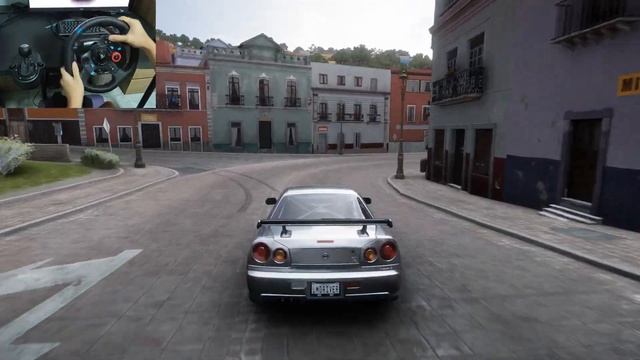 Forza Horizon 5 gameplay - Nissan GTR R34 V Spec II - (steering wheel) смотреть онлайн