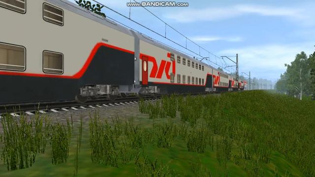 ЭП2К-001 С двух этажными пассажирскими вагонами В Trainz Simulator 2012 смотреть онлайн