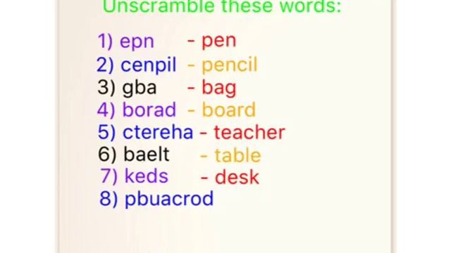 Unscramble school words смотреть онлайн