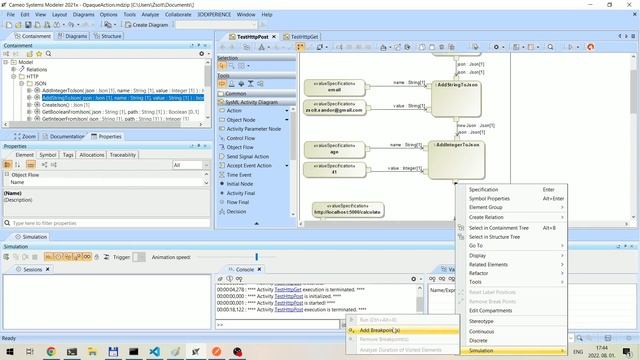 Simulation in Cameo - Communicating with Python server - Proof of Concept смотреть онлайн