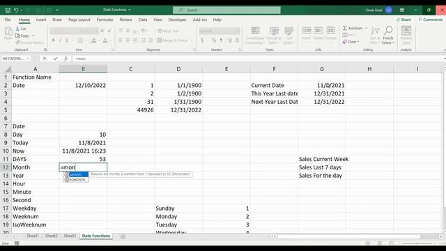 Date functions in Excel | Basic Date Functions Excel | Excel Date functions смотреть онлайн