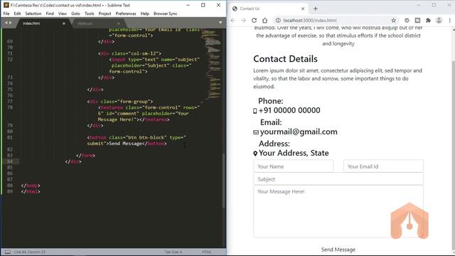 Responsive Contact Us Form using only HTML, CSS & Bootstrap смотреть онлайн
