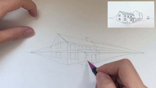 How to Draw a House in Two-Point Perspective // Tutorial // 2 point perspective смотреть онлайн
