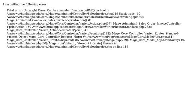 Magento: Fatal Error : Uncaught Error: Call to a member function getPdf() смотреть онлайн