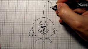 СМЕШАРИК КРОШ, как нарисовать, простой рисунок для детей и начинающих