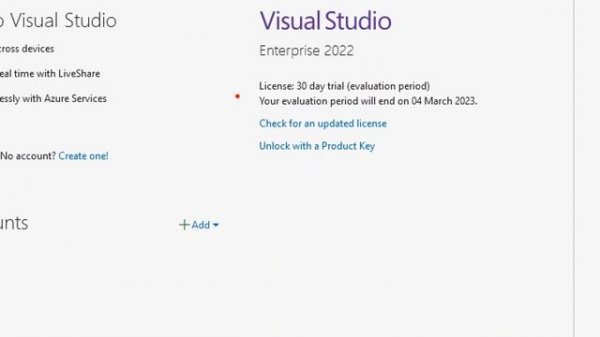 How To Unlock Visual Studio 2022 with an Account or Product Key.
