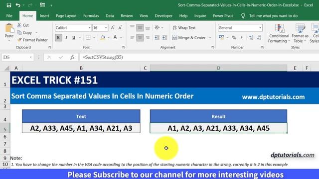 Sort Comma Separated Values In Cells In Numeric Order In Excel смотреть онлайн