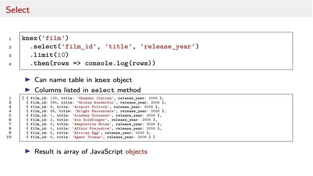 Knex Query Builder смотреть онлайн