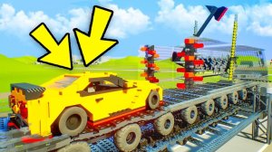 МАШИНА ПОПАЛА В МЯСОРУБКУ! САЛАТ ИЗ ЛЕГО МАШИН! МЯСОРУБКА ПРОТИВ ЛЕГО МАШИН В БРИК РИГС (Brick Rigs)