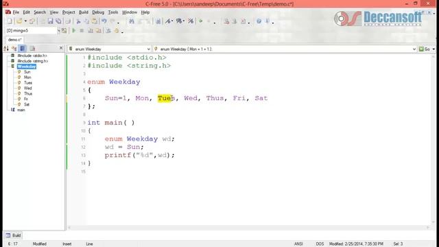 Enumerated Data Type in C Programming Language смотреть онлайн