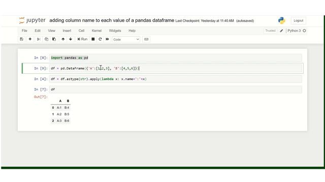 adding column name to each value of a pandas dataframe смотреть онлайн