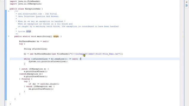 Java Interview Question And Answer try catch finally When do you say an Exception is Handled in Jav смотреть онлайн