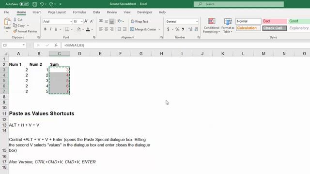 KEYBOARD SHORTCUTS - Paste Special as Values in Excel смотреть онлайн