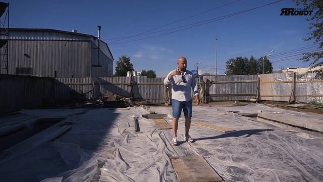 Залили плиту под мойку робот Сделали канализацию Проект ЯРобот Часть 2 смотреть онлайн