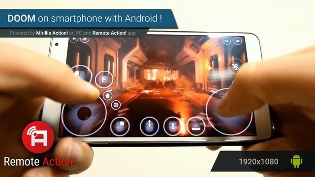 Playing 2016 DOOM on Android smartphone with Mirillis Remote Action! app смотреть онлайн