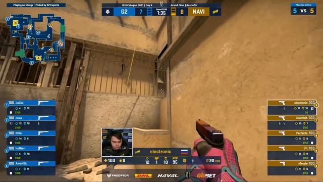 Потная карта! Финал | NaVi vs G2 (map 2, Mirage, Bo5) IEM Cologne 2021 смотреть онлайн