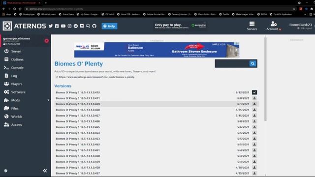 How to get BIOMES O PLENTY to work on your ATERNOS server