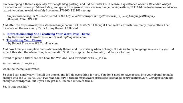 How to trigger the core WPLANG to make automatically set a language when the theme is activated? смотреть онлайн