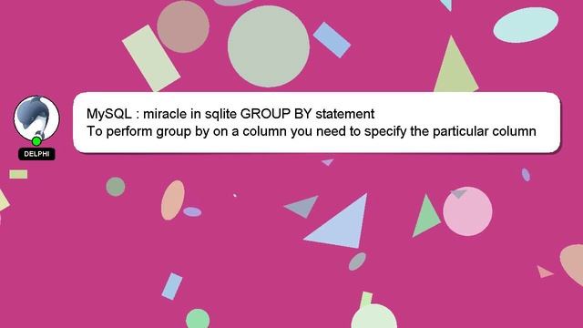 MySQL : miracle in sqlite GROUP BY statement смотреть онлайн