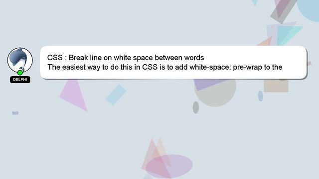 CSS : Break line on white space between words смотреть онлайн