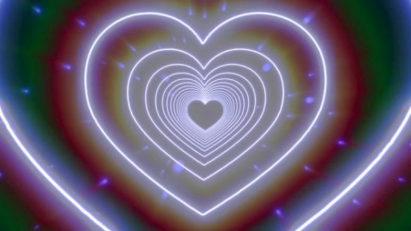 Neon Lights Love Heart Tunnel and Romantic Abstract Glow Particles Background #tunneltrend