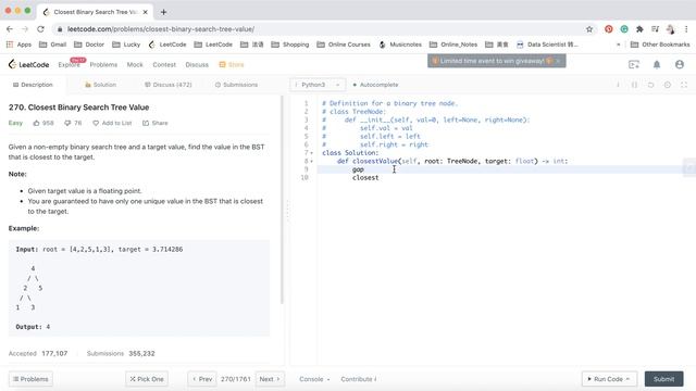 LeetCode in Python 270. Closest Binary Search Tree Value - Michelle小梦想家 смотреть онлайн