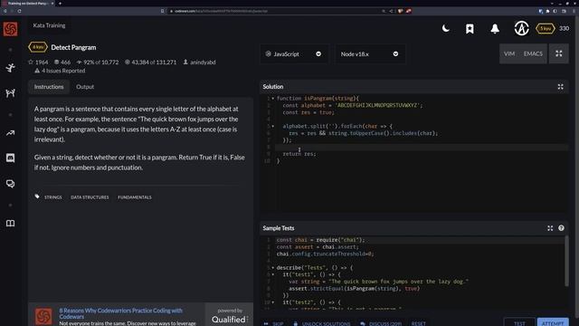 Codewars: Detect Pangram смотреть онлайн