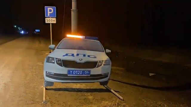 Картонная машина ГИБДД стоит на трассе Р-256 между Бердском и Искитимом смотреть онлайн