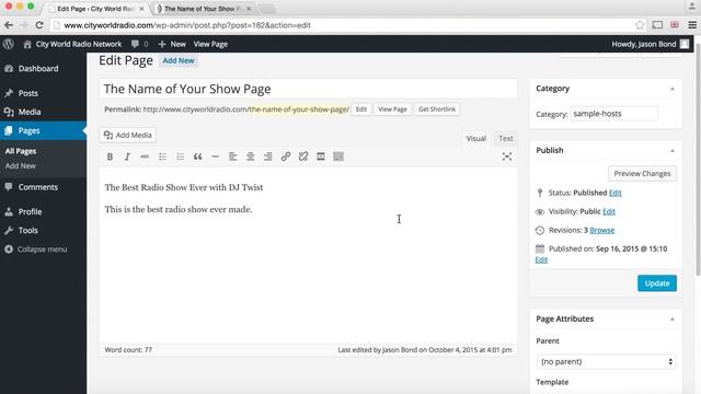 WordPress Tutorials: City World Radio Network - Editing Your Show's Page смотреть онлайн