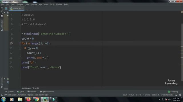 Find & Print the divisor of a number and the number of divisor l Python l English l Tutorial l 2020 смотреть онлайн