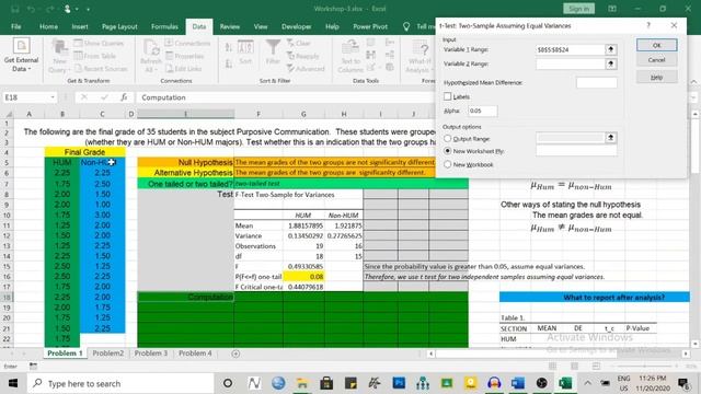 Conducting t-test for two independent samples in MS Excel | Inferential Statistics смотреть онлайн