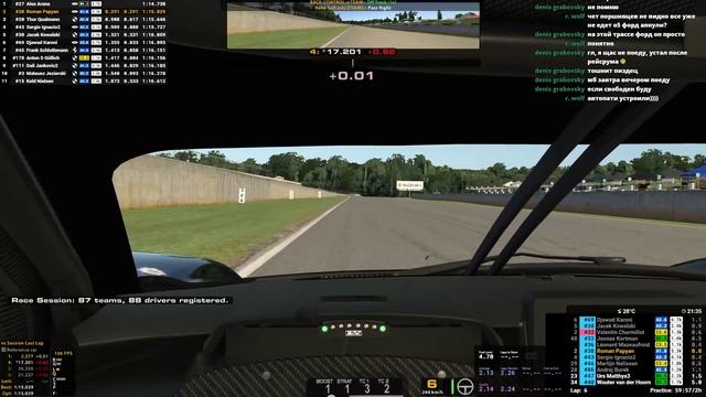 iracing Road Atlanta ford GTE смотреть онлайн