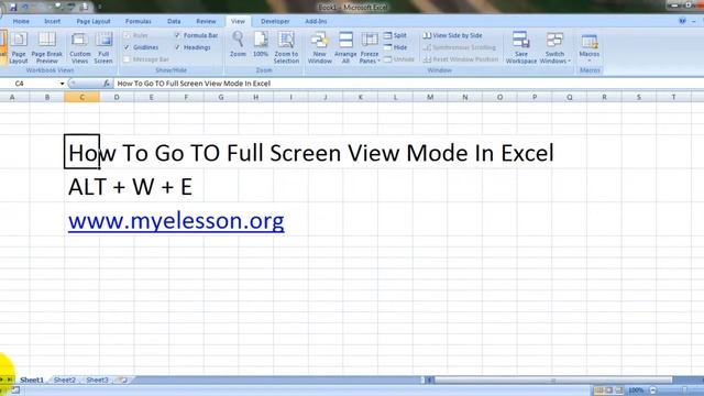 Eelesson excel-12: How to Full Screen View Mode in Excel (english) смотреть онлайн