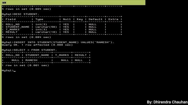 INSERT INTO STATEMENT in MySql смотреть онлайн