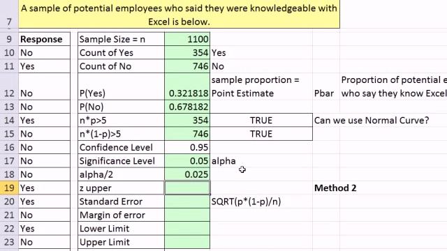 Excel 2010 Statistics 76: Confidence Interval To Estimate Population Proportion: NORM.S.INV Functio смотреть онлайн