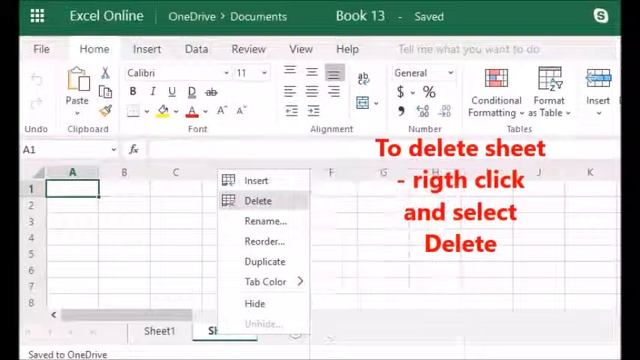 Excel Online - How to delete sheet смотреть онлайн