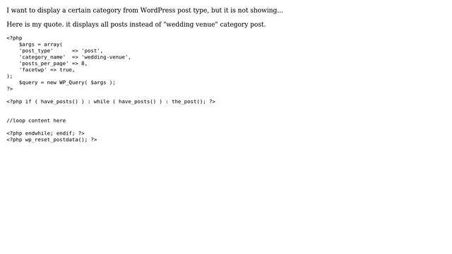 Wordpress: How to display certain category in the loop from WordPress default post type? смотреть онлайн
